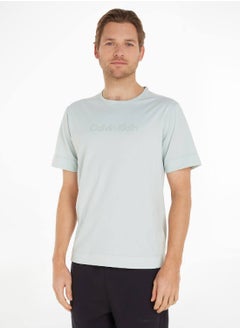 CALVIN KLEIN Men's T-Shirt - Short Sleeves - Sportswear - Polyester , Grey  - Image 1