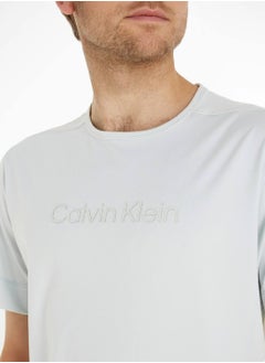 CALVIN KLEIN Men's T-Shirt - Short Sleeves - Sportswear - Polyester , Grey  - Image 4