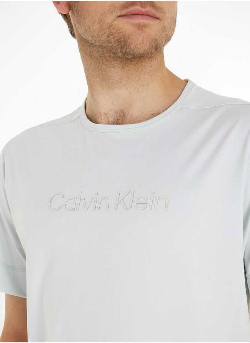 CALVIN KLEIN Men's T-Shirt - Short Sleeves - Sportswear - Polyester , Grey  - Image 4