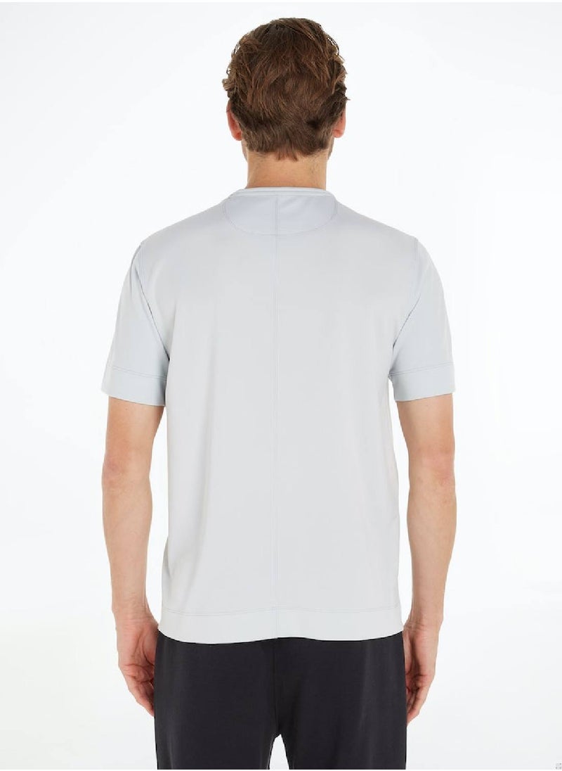 CALVIN KLEIN Men's T-Shirt - Short Sleeves - Sportswear - Polyester , Grey  - Image 2