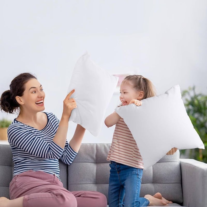 Harmony Home حشوة وسادة هارموني هوم الفاخرة، إدخالات الوسائد الزخرفية (عبوة من 2، أبيض) - وسائد مربعة داخلية للسرير والأريكة - حشوات وسائد من الألياف المجوفة (عبوة من 2، 60 × 60 سم) - Image 4