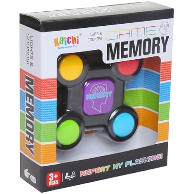 MEMORY GAME FOR KIDS 4 / INTERACTIVE MEMORY GAME, FUN EDUCATIONAL TOY , LIGHT SEQUENCE GAME,HANDHELD MEMORY GAME, LIGHT AND SOUND TOY, PORTABLE TRAVEL TOY; CHALLENGING MEMORY GAME - Image 1