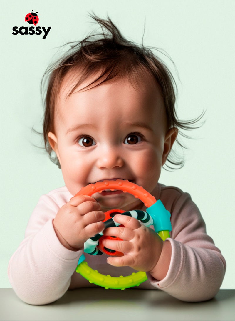 Sassy Spin & Chew Teether Rattle - BPA-Free, Colorful Sensory Toy for Babies 0+ Months - Image 2