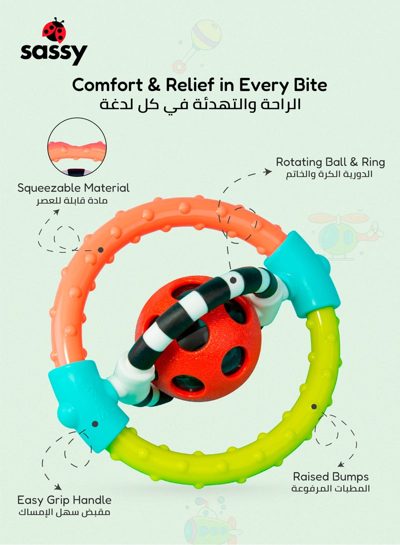 Sassy Spin & Chew Teether Rattle - BPA-Free, Colorful Sensory Toy for Babies 0+ Months - Image 4