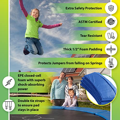 Upper Bounce Replacement Safety Pad, Fits 40" Round Mini Rebounder Foldable Trampoline with 6 Legs- Blue - Image 5