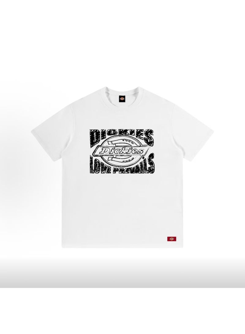 Dickies Vintage Distressed Logo White Short Sleeve T-Shirt Size S - Image 3