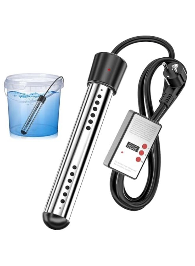Immersion Water Heater,1500W Portable Electric Water Heater with Stainless Steel Guard,Timeable and automatic power-off function for Camping Inflatable Pool Bathtub Water Bucket Heater,Instant - Image 1
