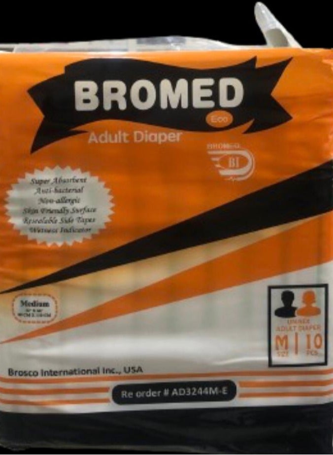 Bromed Adult Diaper Medium Size 12pcs/pkt