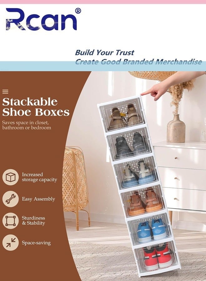 Rcan 6 Layer Foldable Shoe Storage Box Shoe Cabinet Transparent Shoe Storage Organiser Dust Proof Shoe Storage Box Installation-Free Plastic Space Saving Sneaker Container with Transparent Doors for Sneakers Trainers Hallway Under Bed Women Men - Image 4