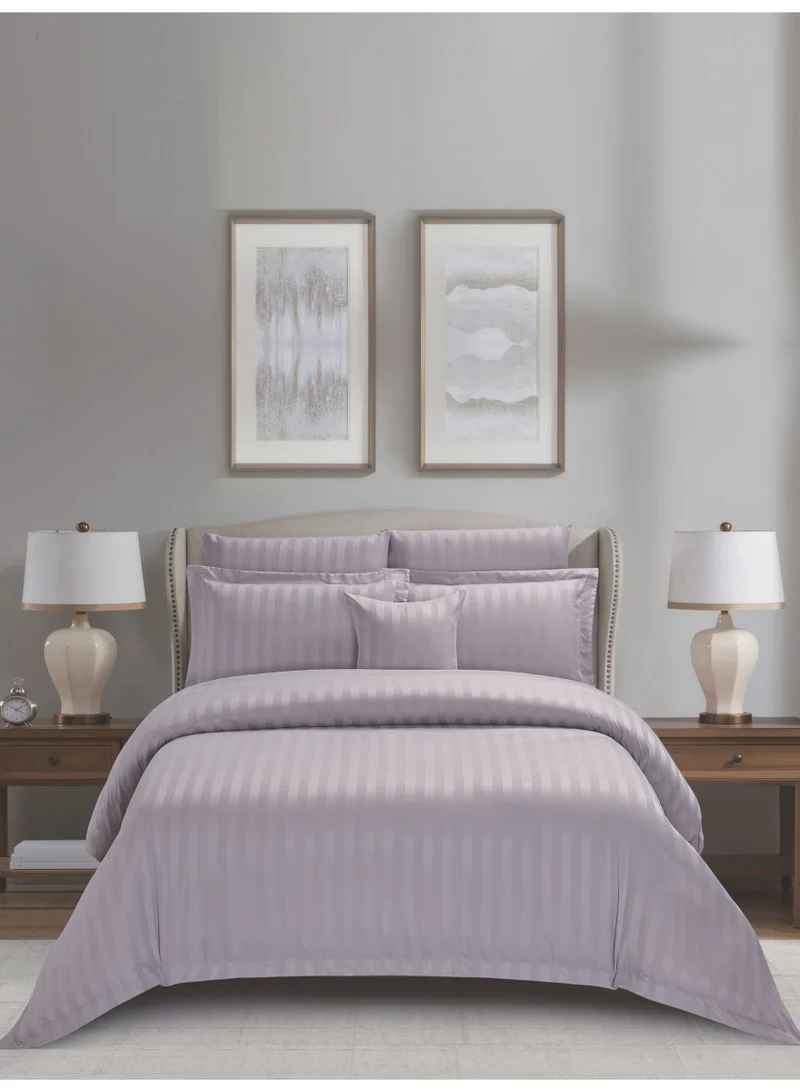 Donetella Striped Comforter Set, King Size Fits 200x200 cm, 8-Piece Hotel Bedding with 350 GSM Filling – Comforter, Comforter Cover, Fitted Sheet, Pillowcases &amp; Cushion Cover