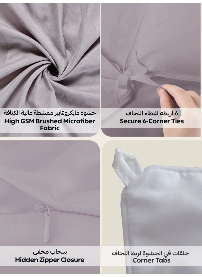 Donetella Striped Comforter Set, King Size Fits 200x200 cm, 8-Piece Hotel Bedding with 350 GSM Filling – Comforter, Comforter Cover, Fitted Sheet, Pillowcases &amp; Cushion Cover