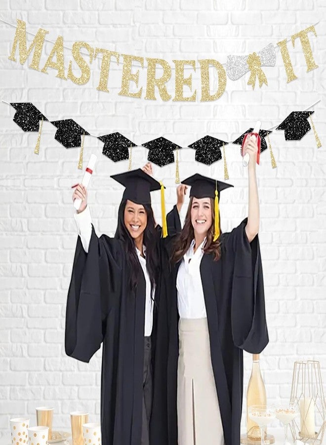 لافتة تهنئة لامعة من FHGG، زينة ذهبية لامعة لحفل التخرج من دفعة 2025، زينة حفل التخرج مع فطيرة شرابة. - Image 2
