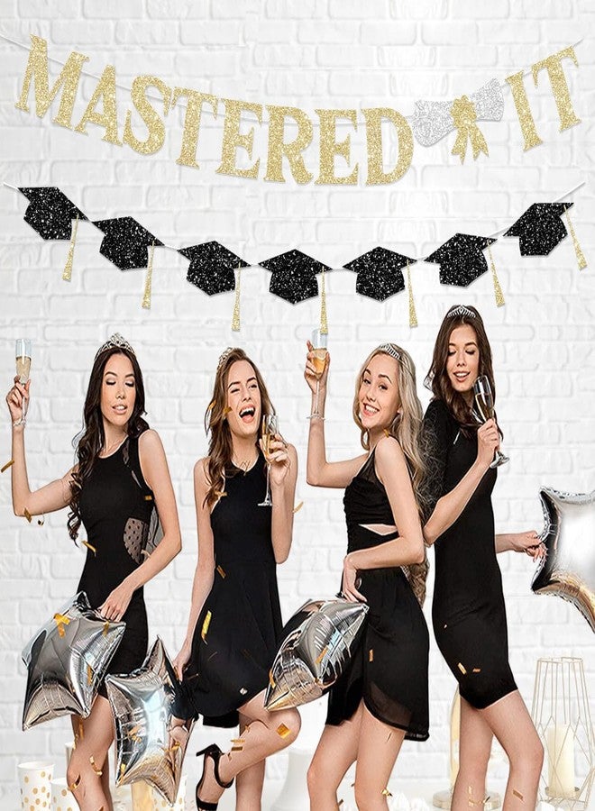لافتة تهنئة لامعة من FHGG، زينة ذهبية لامعة لحفل التخرج من دفعة 2025، زينة حفل التخرج مع فطيرة شرابة. - Image 5