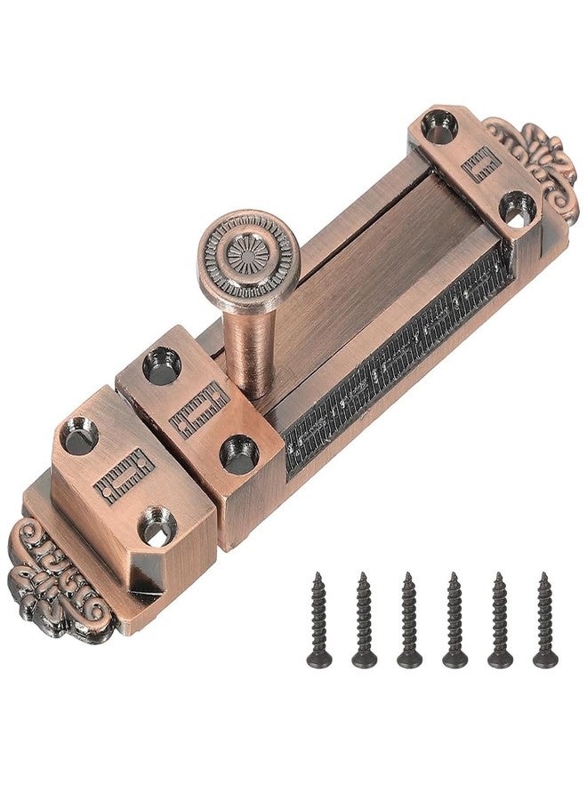 Serplex® Antique Zinc Alloy Door Bolt Latch, Ornate Sliding Security Lock for Doors, Cabinets, Gates & Wooden Windows, Decorative Vintage Barrel Bolt Hardware-Red Bronze, 110 x 25 x 26mm - Image 1