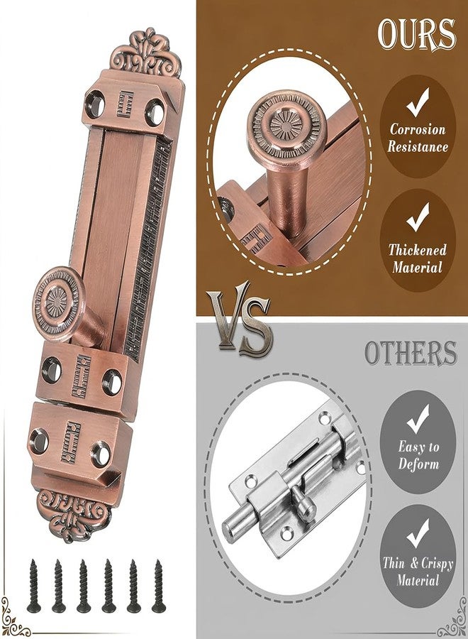 Serplex® Antique Zinc Alloy Door Bolt Latch, Ornate Sliding Security Lock for Doors, Cabinets, Gates & Wooden Windows, Decorative Vintage Barrel Bolt Hardware-Red Bronze, 110 x 25 x 26mm - Image 5