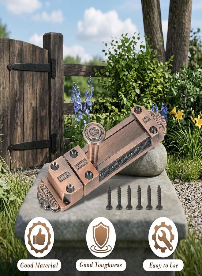 Serplex® Antique Zinc Alloy Door Bolt Latch, Ornate Sliding Security Lock for Doors, Cabinets, Gates & Wooden Windows, Decorative Vintage Barrel Bolt Hardware-Red Bronze, 110 x 25 x 26mm - Image 4