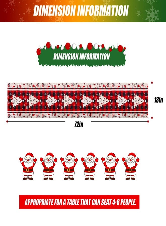 Leuceiy Red Pine Trees Christmas Table Runner, Seasonal Winter Holiday Kitchen Dining Table Decoration for Indoor Outdoor Home Party Decor 13 x 72 Inch - Image 2
