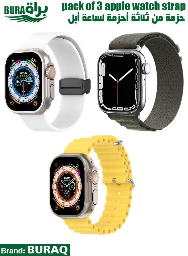 BURAQ Apple Watch Band Strap For Apple Watch Ultra 2/Ultra 49mm, Series 10 46mm, 9/8/7 45mm, SE2/SE/6/5/4 44mm, 3/2/1 42mm 