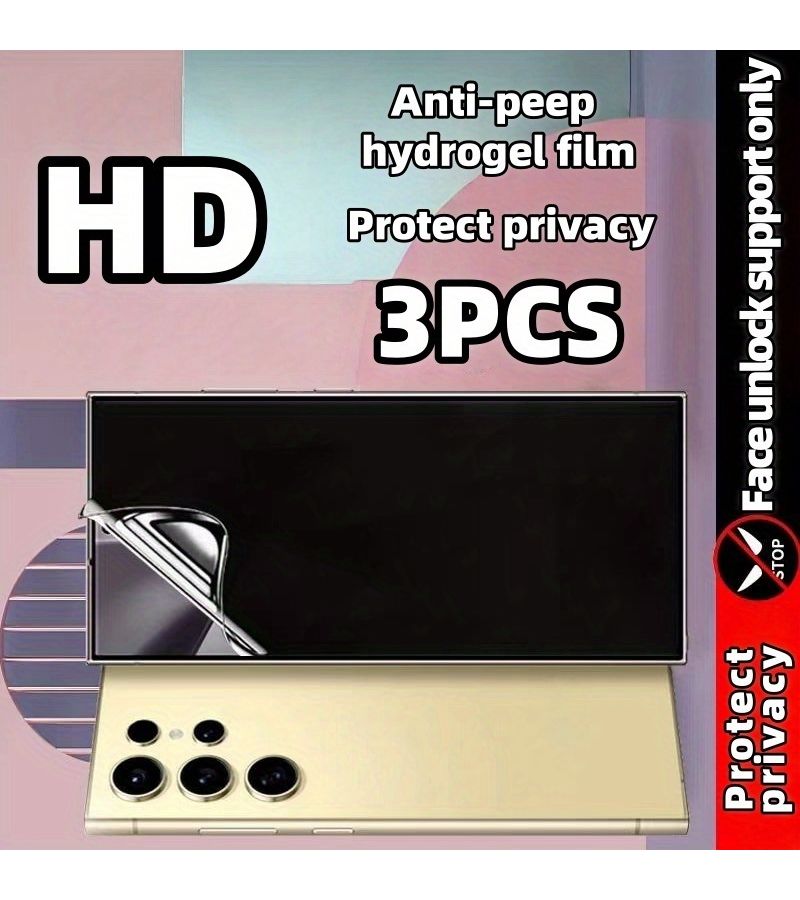3 Pcs HD Anti Spy Flexible Hydrogel Screen Protector For Galaxy S22 Ultra 5G Ultra Clear Anti Spy Visual Soft Film Smooth Feel Full Coverage