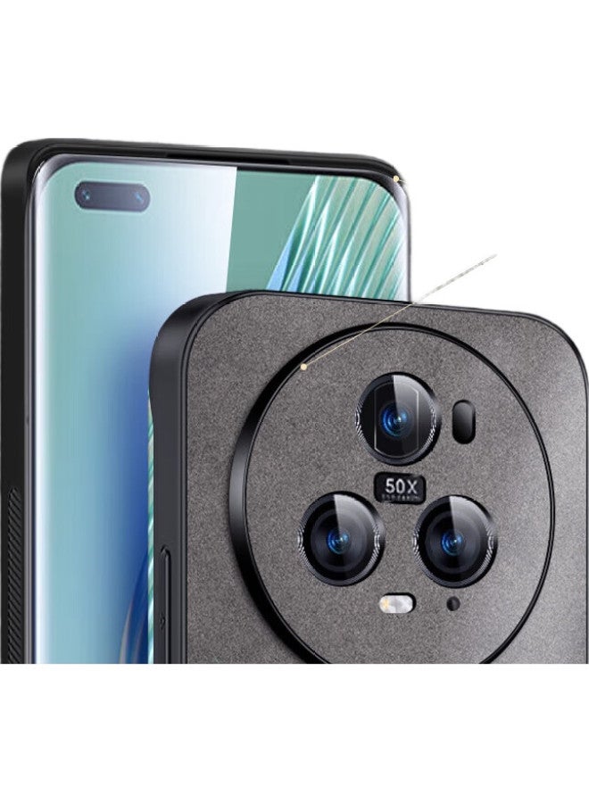 Shangsu Compatible With Honor Magic5 Pro Phone Case, Huawei Honor Magic5 Pro Protective Cover, Shockproof, Full Lens Protection, Soft Shell, Luxury Lambskin Outer Case, For Women And Men, Gray - Image 1