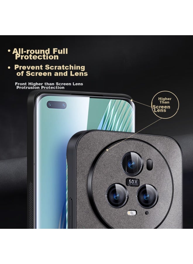 شانجزو Shangsu متوافق مع غطاء هاتف Honor Magic5 Pro، غلاف حماية Huawei Honor Magic5 Pro، مقاوم للصدمات، حماية كاملة للعدسة، غلاف ناعم، غلاف خارجي فاخر من جلد الخراف، للنساء والرجال، رمادي - Image 3