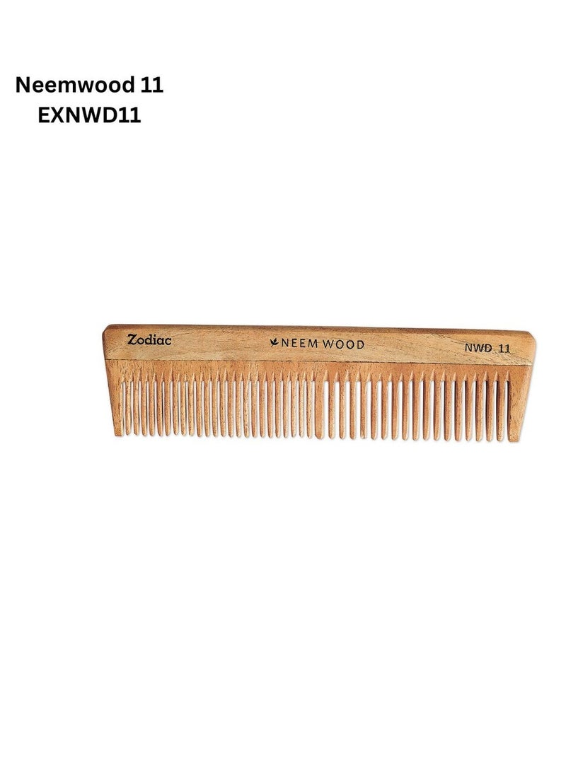 Zodiac - Zodiac Neem Wood Hair Comb for Hair Growth, Dandruff Control & Reduced Hair Fall | Wide & Thin Teeth NWD 11 - Image 1