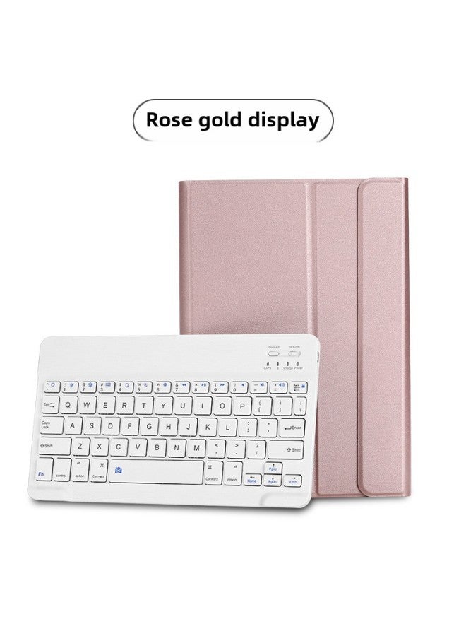 For Samsung S7FE Bluetooth Keyboard Split A7 Protective Case P610 Backlit Keyboard Flat Leather Case S6lite-Color:Rose Gold Leather Case + White Ordinary Keyboard-Applicable Model:Samsung Tab A 8 T387  - Image 1