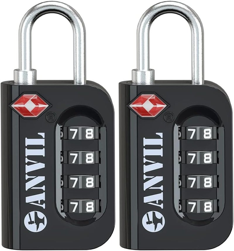 Anvil TSA Approved Luggage Lock - 4 Digit Combination, 10,000 Combinations, Easy-Read Password Window, Travel Lock for Suitcases, Backpacks, Gym & Student Lockers, Baggage - Image 1