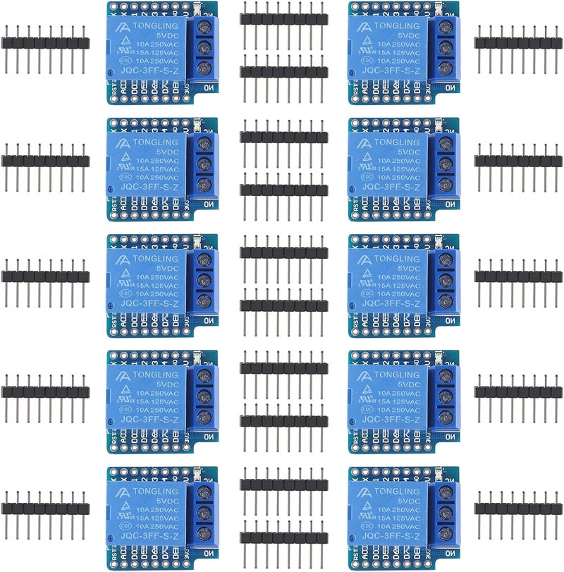 UMLIFE 10pcs 5V Mini Relay Shield 5V Relay Module 1 Channel 5V Relay Shield for WeMos D1 Mini also Compatible with Arduino  - Image 1