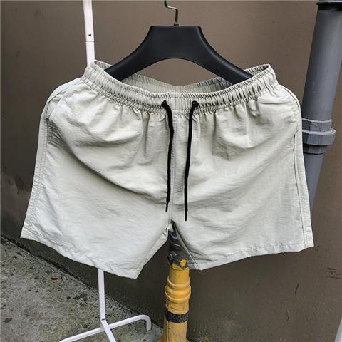 Generic Beach Pants Loose Mens Solid Color Seaside Vacation Casual Sports Quick-drying Shorts Trendy Summer 4-point Pants Large Pants Light green - Image 1
