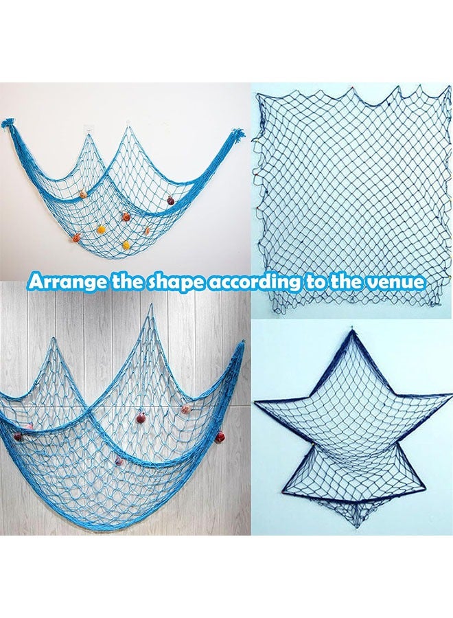ZVEV Fishing Net Decoration,(78 x 78 Inch, Blue) Decorative Fishing Net Nautical Wall Hanging Fish Nets Decor Netting for Wall Frame Photo,Mediterranean Style Nautical Decorative Fishing Net (Blue) - Image 5