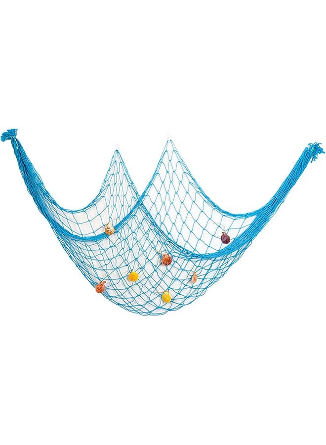 ZVEV Fishing Net Decoration,(78 x 78 Inch, Blue) Decorative Fishing Net Nautical Wall Hanging Fish Nets Decor Netting for Wall Frame Photo,Mediterranean Style Nautical Decorative Fishing Net (Blue) - Image 1