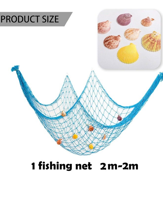 ZVEV Fishing Net Decoration,(78 x 78 Inch, Blue) Decorative Fishing Net Nautical Wall Hanging Fish Nets Decor Netting for Wall Frame Photo,Mediterranean Style Nautical Decorative Fishing Net (Blue) - Image 4