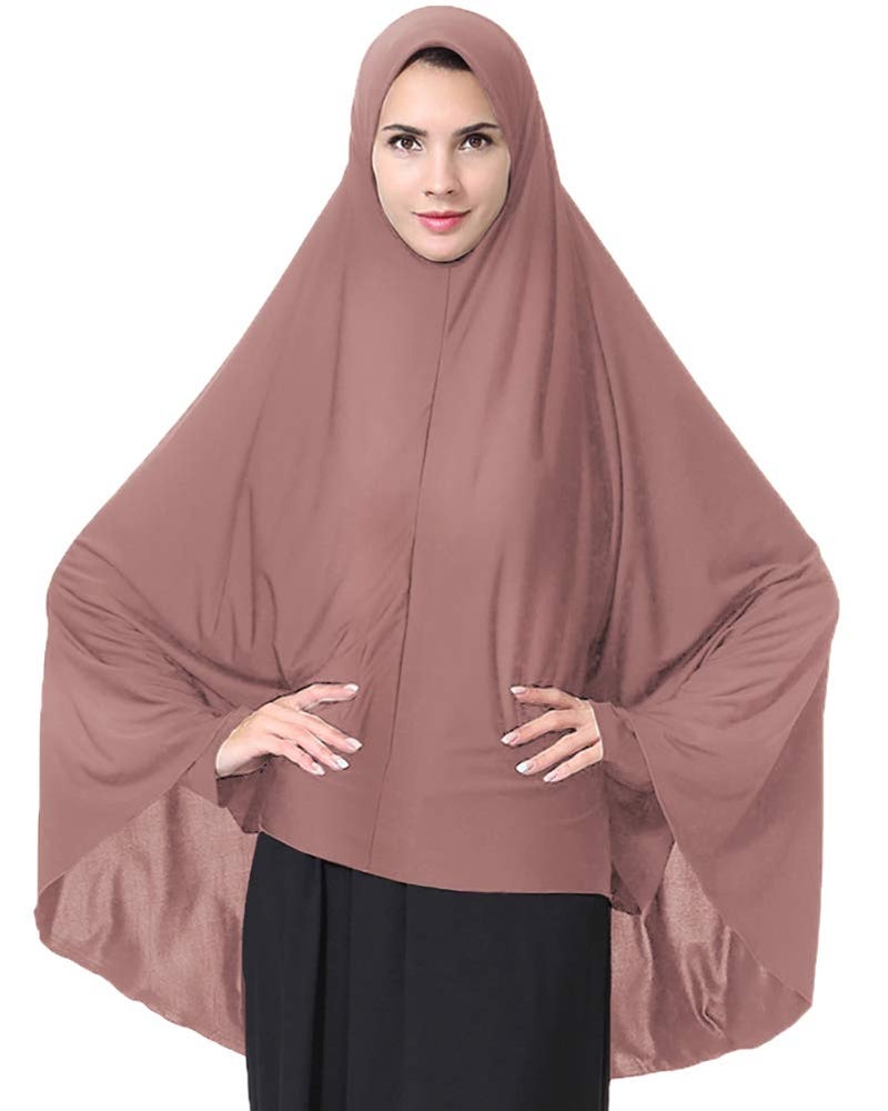Ababalaya Women's Elegant Modest Muslim Islamic Ramadan Soft Lightweight Jersey Hijab Long Scarf, Pink, L - Image 4