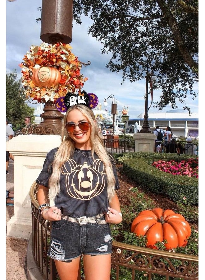 ووفوووفو عصابات رأس على شكل آذان الفأر للهالوين للنساء، أربطة شعر مزخرفة بفيونكة للفتيات مع عصابة رأس من الترتر الأرجواني الشبح، أزياء إكسسوارات الشعر التنكرية - Image 4