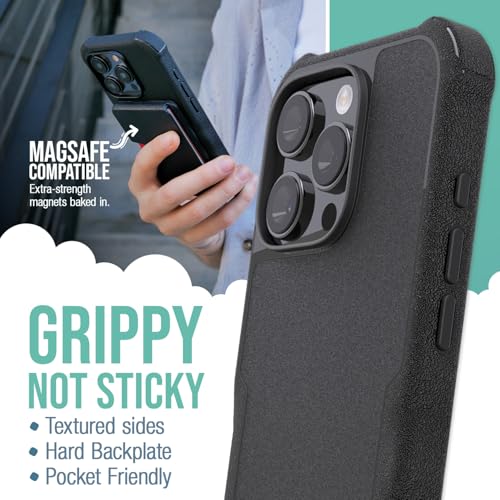 Smartish iPhone 16 Pro Protective Magnetic Case Gripzilla Compatible with MagSafe Rugged Tough Heavy Duty Armor Slim Cover wDrop Tested Protection for Apple iPhone 16 Pro Black Tie Affair - Image 3