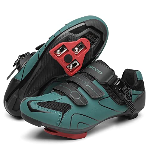 KESCOO Unisex Cycling Shoes Compatible with pelaton Indoor Road Bike Riding Shoes for Men and Women Delta Cleats Clip Outdoor Pedal (Green, M12) - Image 1