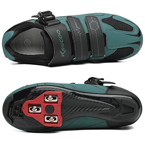 KESCOO Unisex Cycling Shoes Compatible with pelaton Indoor Road Bike Riding Shoes for Men and Women Delta Cleats Clip Outdoor Pedal (Green, M12) - Image 2