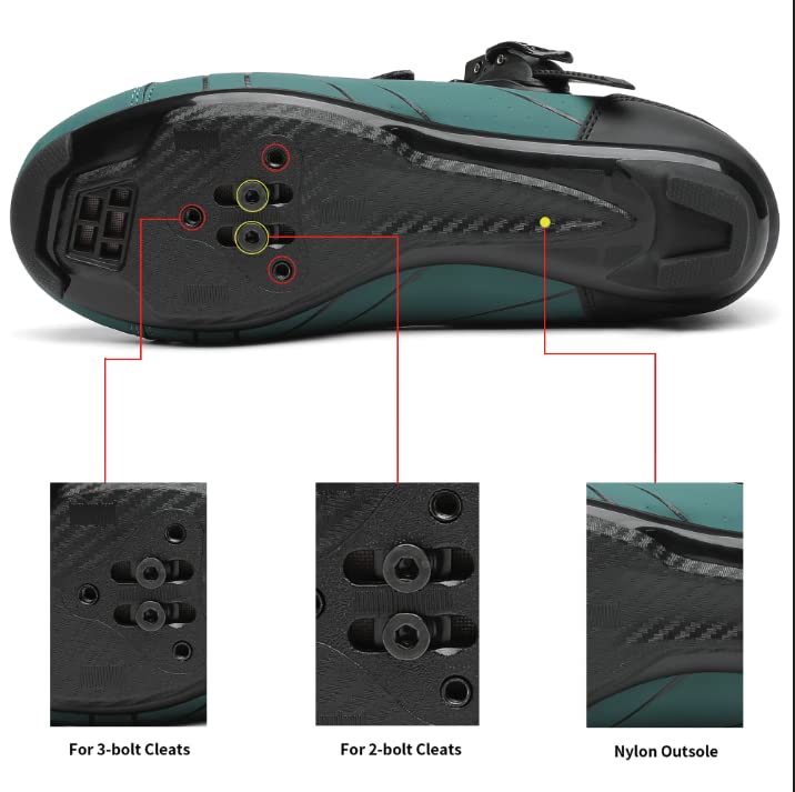 KESCOO Unisex Cycling Shoes Compatible with pelaton Indoor Road Bike Riding Shoes for Men and Women Delta Cleats Clip Outdoor Pedal (Green, M12) - Image 5