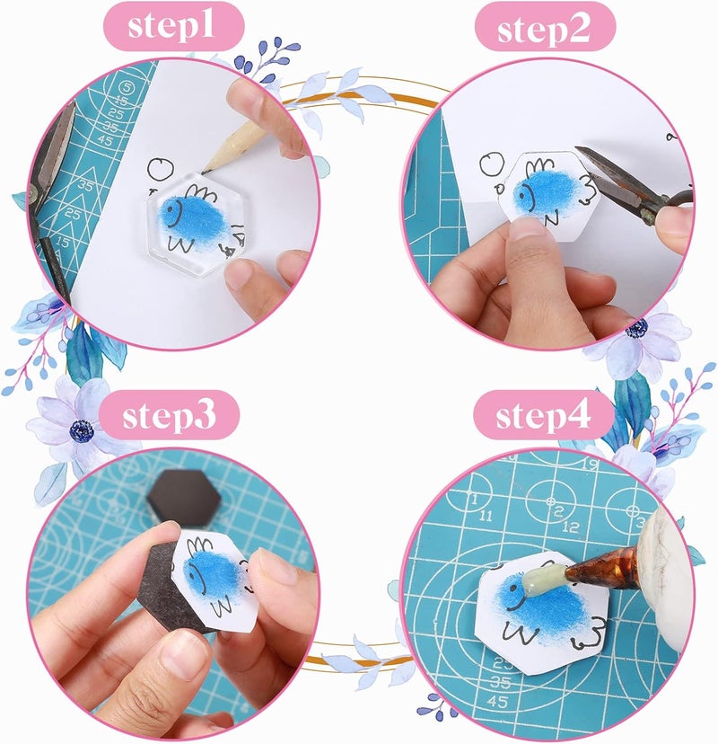 Weewooday 72 Pieces Craft Magnets Glass Ceramic Ferrite Magnet with Adhesive Backing and Transparent Clear Glass Cabochons for DIY Craft Fridge Refrigerator Pendants - Image 4