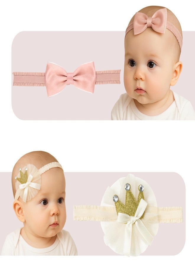 Cartshopper QUEEN Baby Girl Hair Bows Set, Princess Crown Headband & Soft Nylon Bow Clips, Pink, for Infants, Toddlers & Kids, 3-Pack (BOW) - Image 4