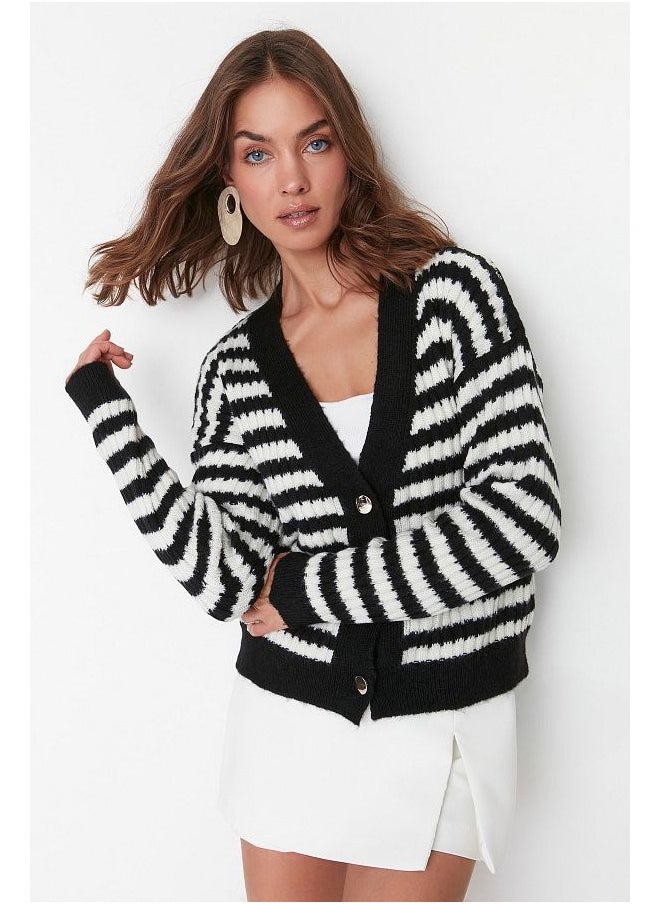 trendyol Soft Textured Striped Knitwear Cardigan TWOAW23HI00266  - Image 1