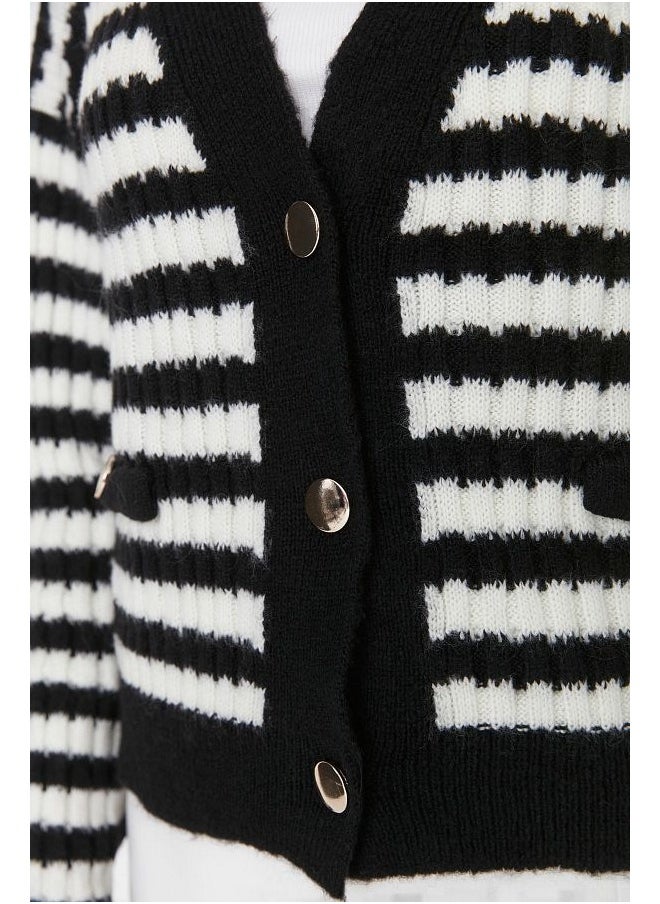 trendyol Soft Textured Striped Knitwear Cardigan TWOAW23HI00266  - Image 3