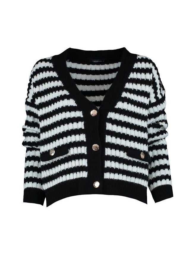 trendyol Soft Textured Striped Knitwear Cardigan TWOAW23HI00266  - Image 4