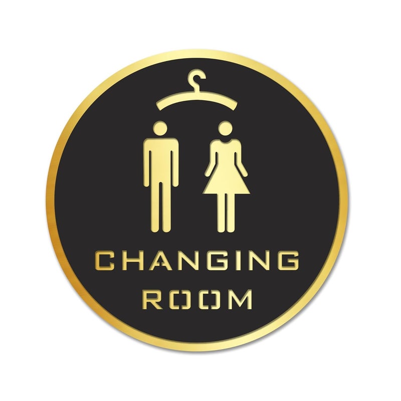 BerryBox Black Golden Stickers For Glass Doors For Office, Stores, Cafe, Hotel, Restaurant, Business & Shop, Self-Adhesive, Acrylic Signage (Changing Room, Black Gold) - Image 1