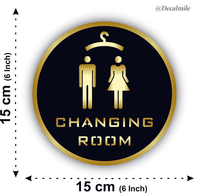 BerryBox Black Golden Stickers For Glass Doors For Office, Stores, Cafe, Hotel, Restaurant, Business & Shop, Self-Adhesive, Acrylic Signage (Changing Room, Black Gold) - Image 2