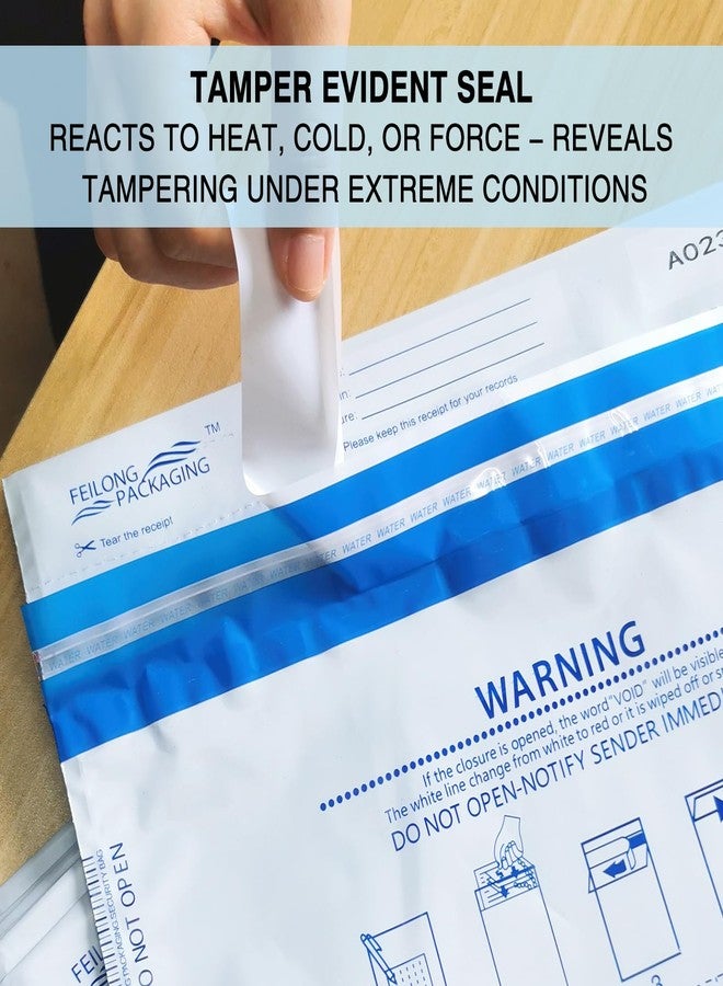 FEILONG PACKAGING 100Pcs 12"x16" Tamper Evident Security Cash Bags - White, Opaque 2.8 Mil Polyethylene (PE) - High Level Security Seal - Cash, Valuables - Square, Lightweight - Flap Closure - Image 3