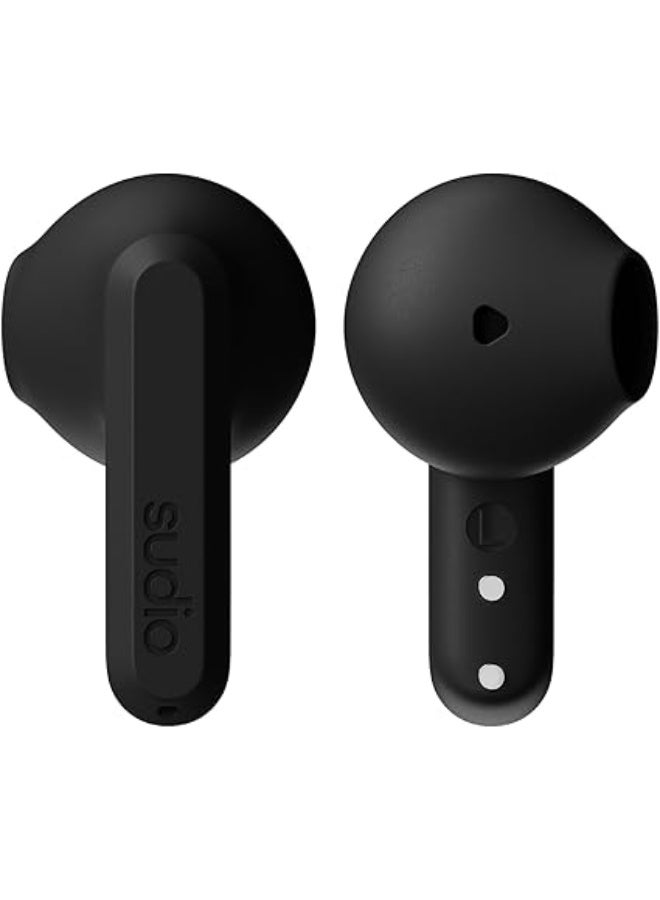 Sudio A3 All-Day Wireless Earbuds – 25H Playtime, Bluetooth Earphones 5.4, Sweat & Splashproof, Balanced Sound, Clear Calls with Enhanced Mics, USB-C Charging, Made from Recycled Plastics (Black) - Image 1