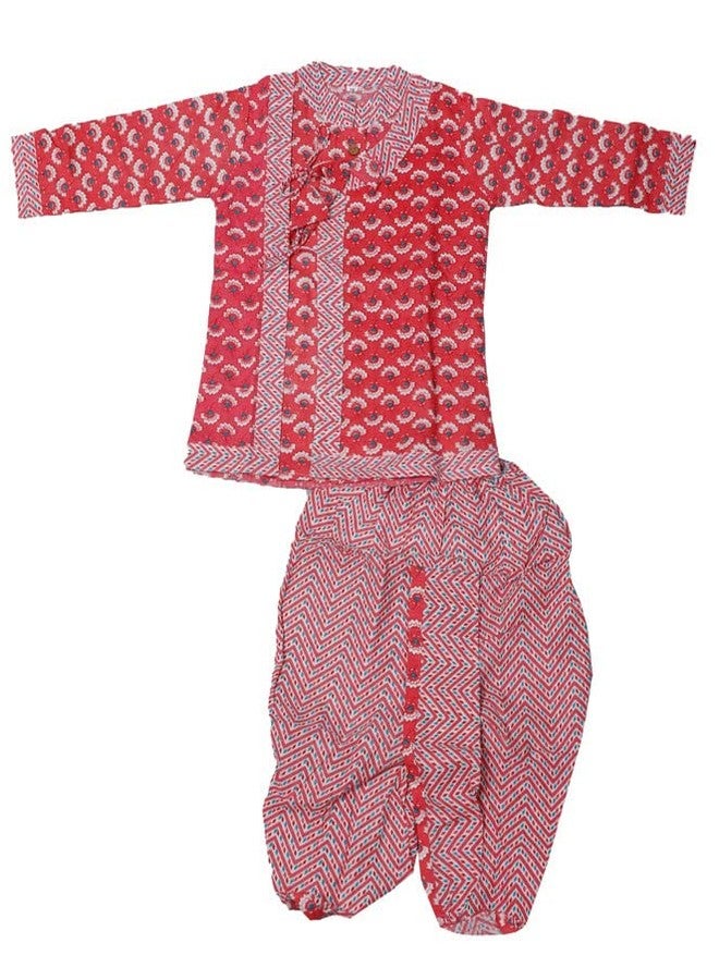 Kids villa cotton dhoti kurta|Boy's Cotton Kurta Dhoti Set|Traditional Full Sleeve Angrakha with Dhoti for Boys/Kids 100% Cotton(18-24 Months) - Image 1