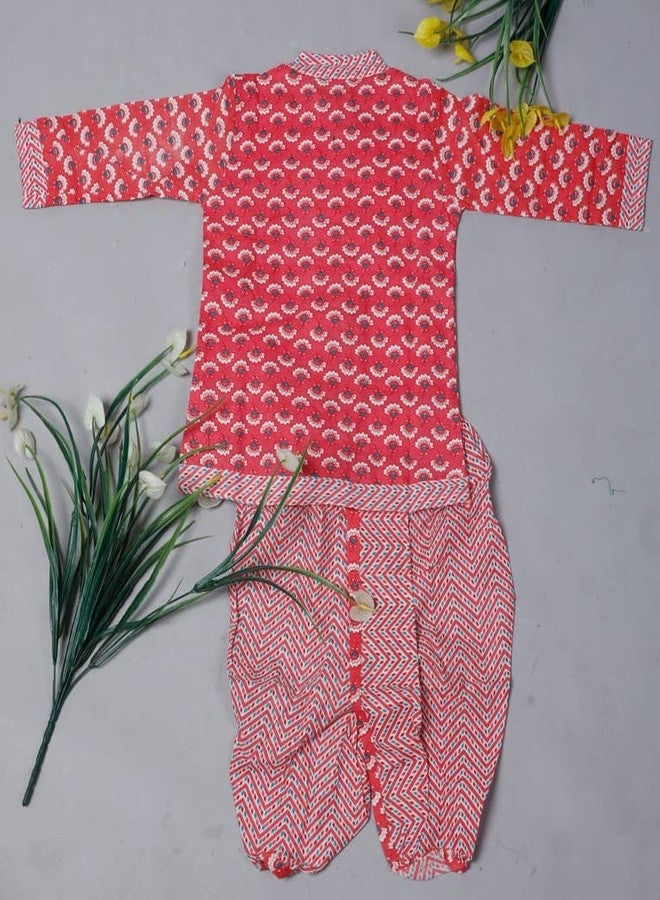 Kids villa cotton dhoti kurta|Boy's Cotton Kurta Dhoti Set|Traditional Full Sleeve Angrakha with Dhoti for Boys/Kids 100% Cotton(18-24 Months) - Image 2